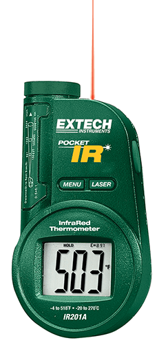 Пирометр карманный с лазерным указателем EXTECH IR201A Пирометры (бесконтактные термометры)